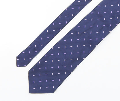 Luciano Versi  Mens Blue Geometric Silk Pointed Tie One Size