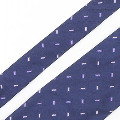 Luciano Versi  Mens Blue Geometric Silk Pointed Tie One Size
