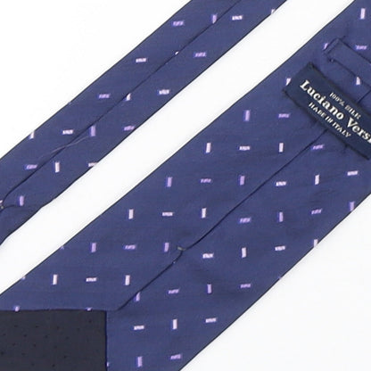Luciano Versi  Mens Blue Geometric Silk Pointed Tie One Size