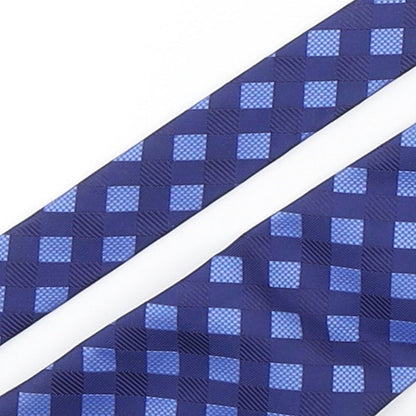 Simon Taylor  Mens Blue Geometric Polyester Pointed Tie One Size
