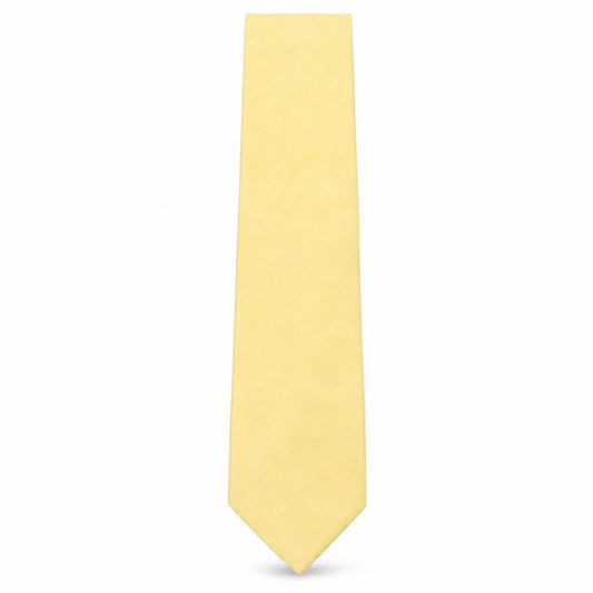 Front view of Ventura men’s gold grenadine silk pointed tie one size