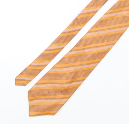 alpi Mens Orange Striped Silk Pointed Tie One Size