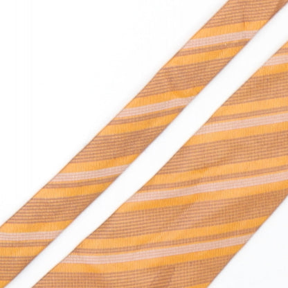 alpi Mens Orange Striped Silk Pointed Tie One Size