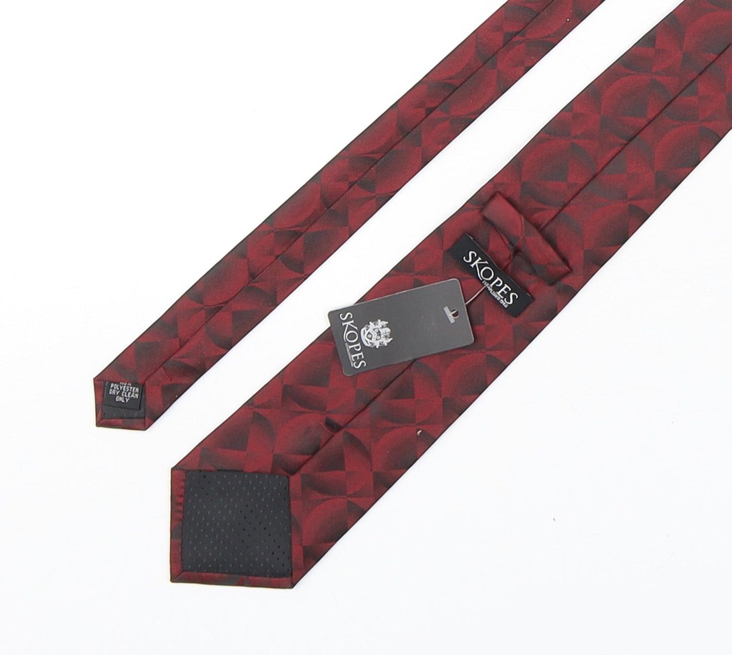 Skopes Mens Red Geometric Polyester Pointed Tie One Size