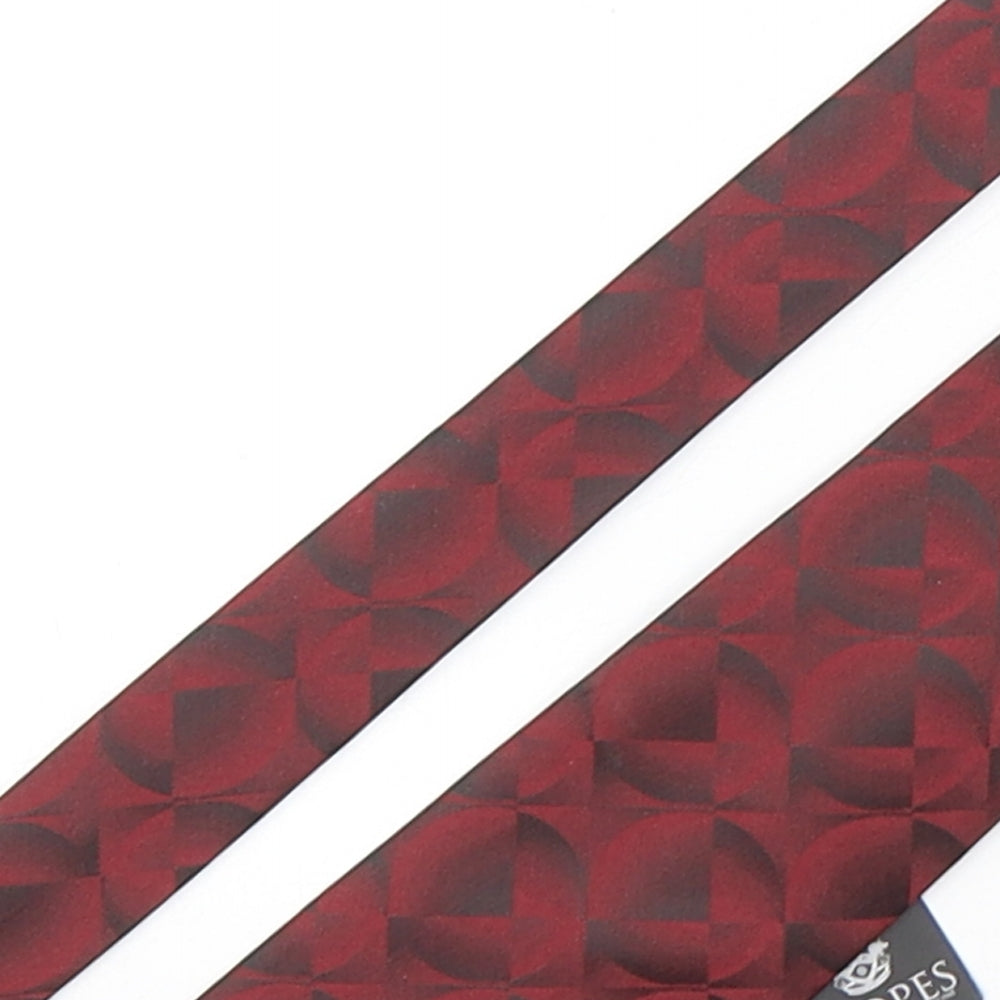 Skopes Mens Red Geometric Polyester Pointed Tie One Size