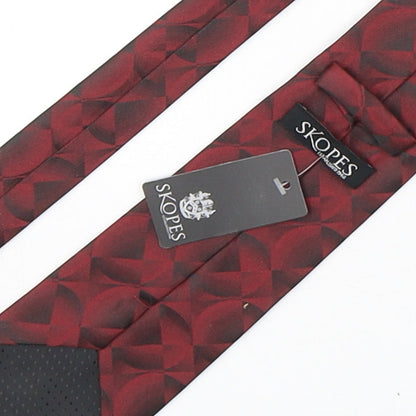 Skopes Mens Red Geometric Polyester Pointed Tie One Size