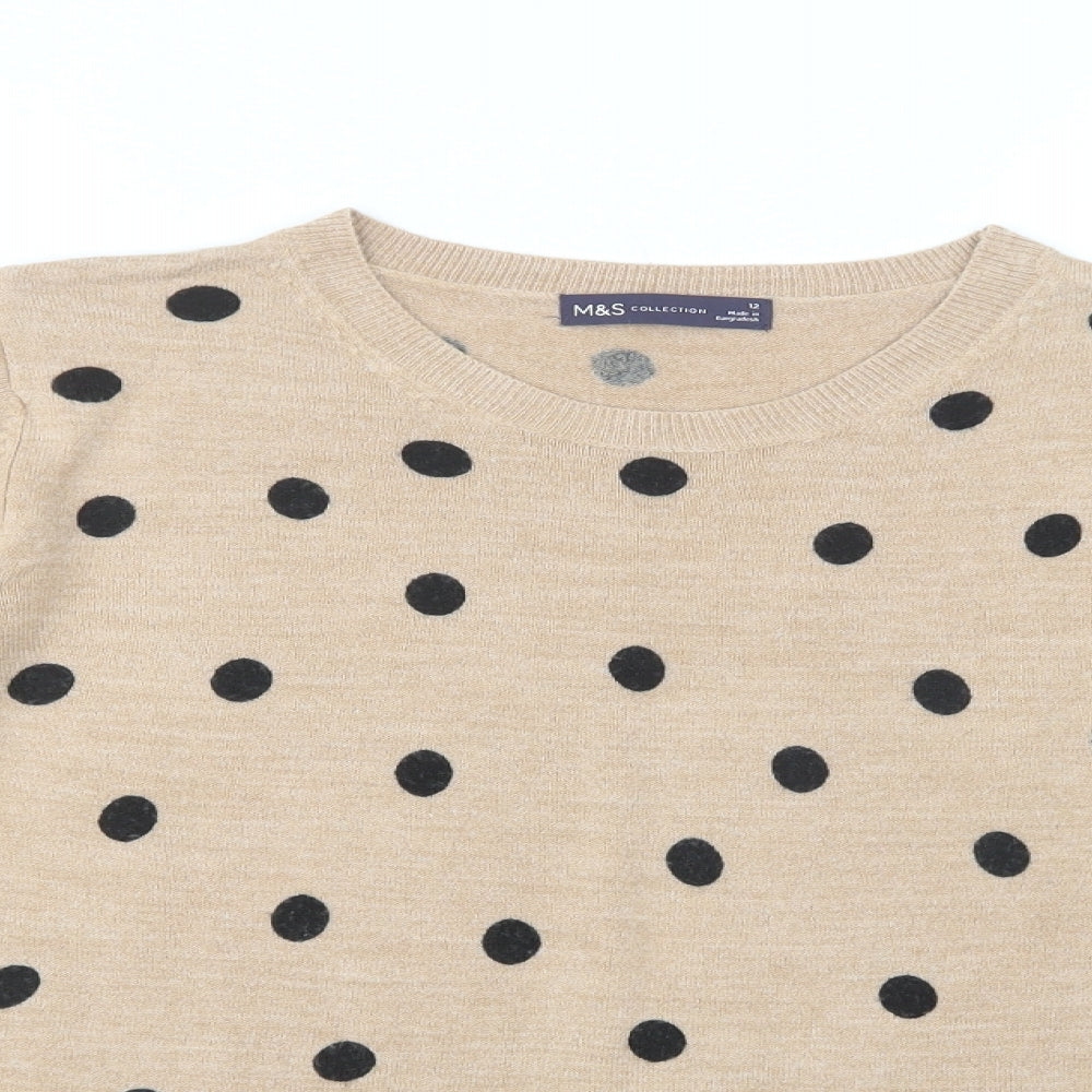 Womens UK Size 12 Marks and Spencer Beige Pullover Jumper