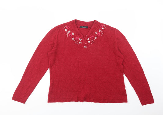 Womens UK Size M Bonmarché Red Pullover Jumper