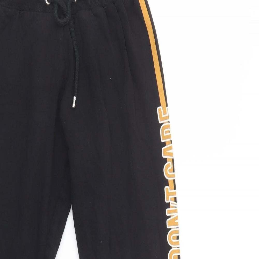Select Womens Black  Cotton Jogger Trousers Size 8 L27 in Regular Drawstring