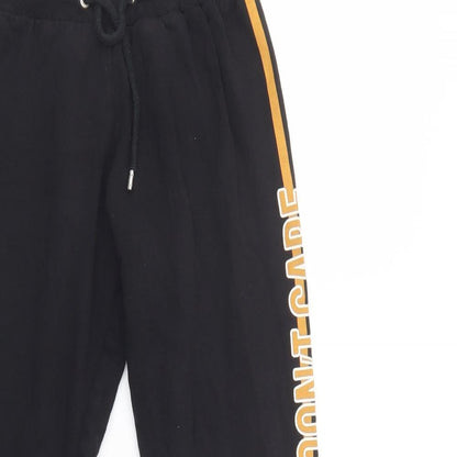 Select Womens Black  Cotton Jogger Trousers Size 8 L27 in Regular Drawstring