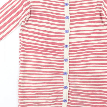 Indigo Girls Beige Crew Neck Striped Cotton Tunic Jumper Size 6-7 Years  Button