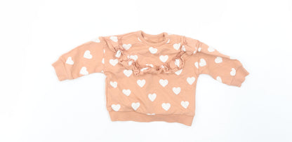 George Baby Pink Geometric Cotton Pullover Jumper Size 3-6 Months  Snap - Heart Print
