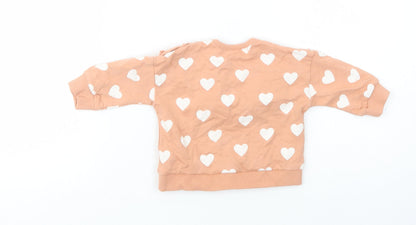 George Baby Pink Geometric Cotton Pullover Jumper Size 3-6 Months  Snap - Heart Print