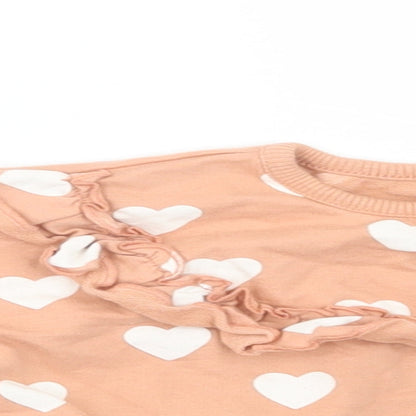 George Baby Pink Geometric Cotton Pullover Jumper Size 3-6 Months  Snap - Heart Print