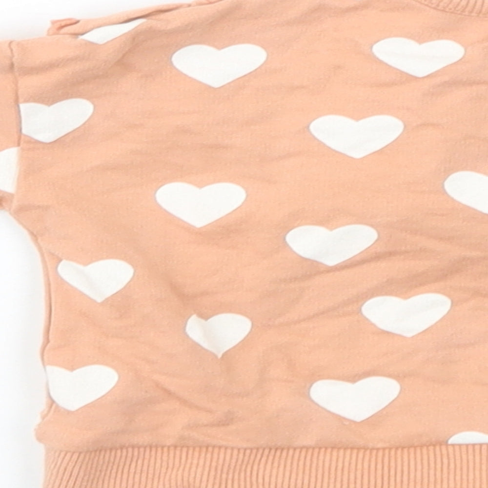 George Baby Pink Geometric Cotton Pullover Jumper Size 3-6 Months  Snap - Heart Print