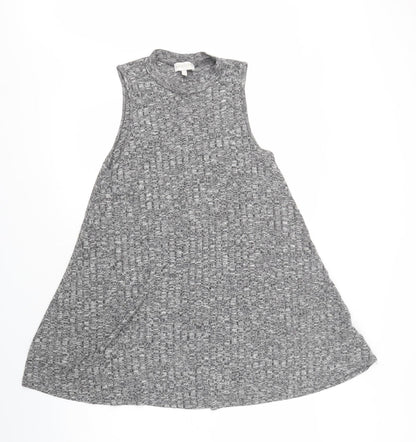 Apricot Womens Grey Mock Neck  Viscose Tunic Jumper Size 10