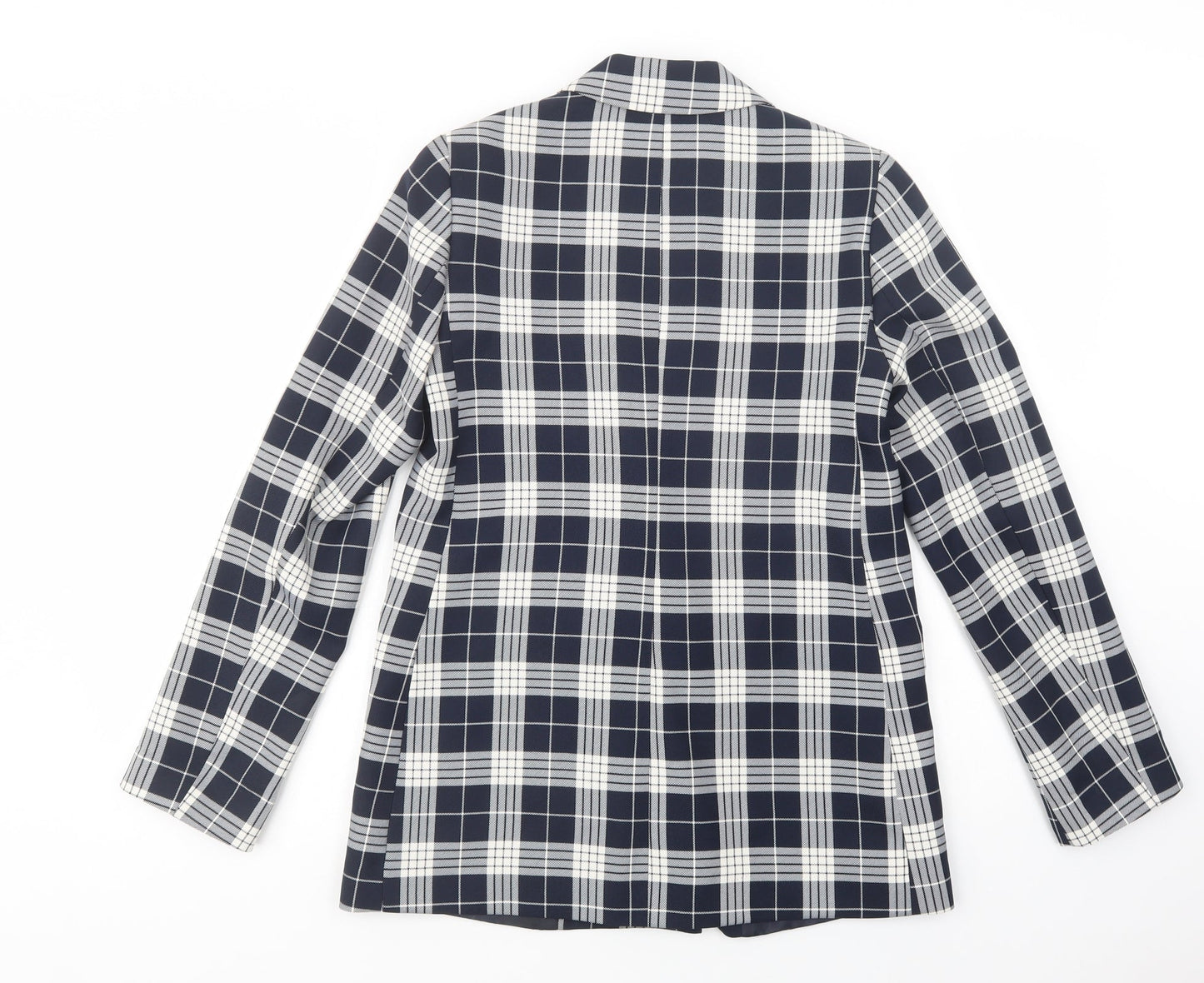 Primark Womens Blue Plaid  Jacket Blazer Size 6  Button