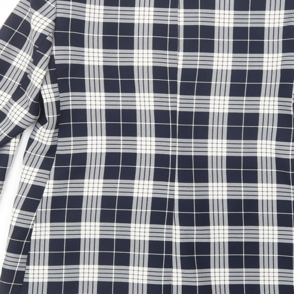 Primark Womens Blue Plaid  Jacket Blazer Size 6  Button