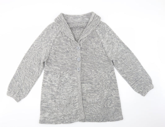 Heart & Soul Womens Grey Collared  Acrylic Cardigan Jumper Size L