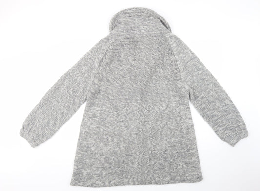 Heart & Soul Womens Grey Collared  Acrylic Cardigan Jumper Size L
