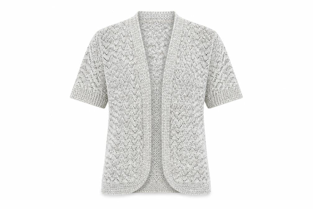 Front view of Pulse women’s beige v-neck acrylic cardigan jumper, size S