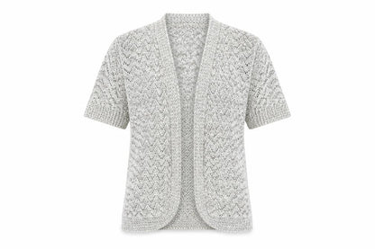 Front view of Pulse women’s beige v-neck acrylic cardigan jumper, size S