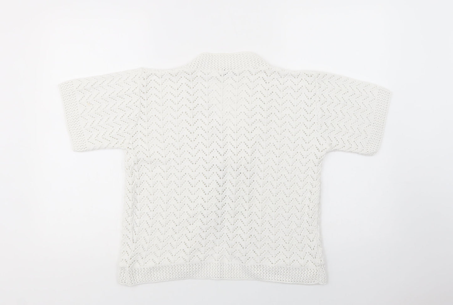 Etiquette London Womens White V-Neck  Acrylic Cardigan Jumper Size S