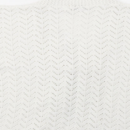 Etiquette London Womens White V-Neck  Acrylic Cardigan Jumper Size S
