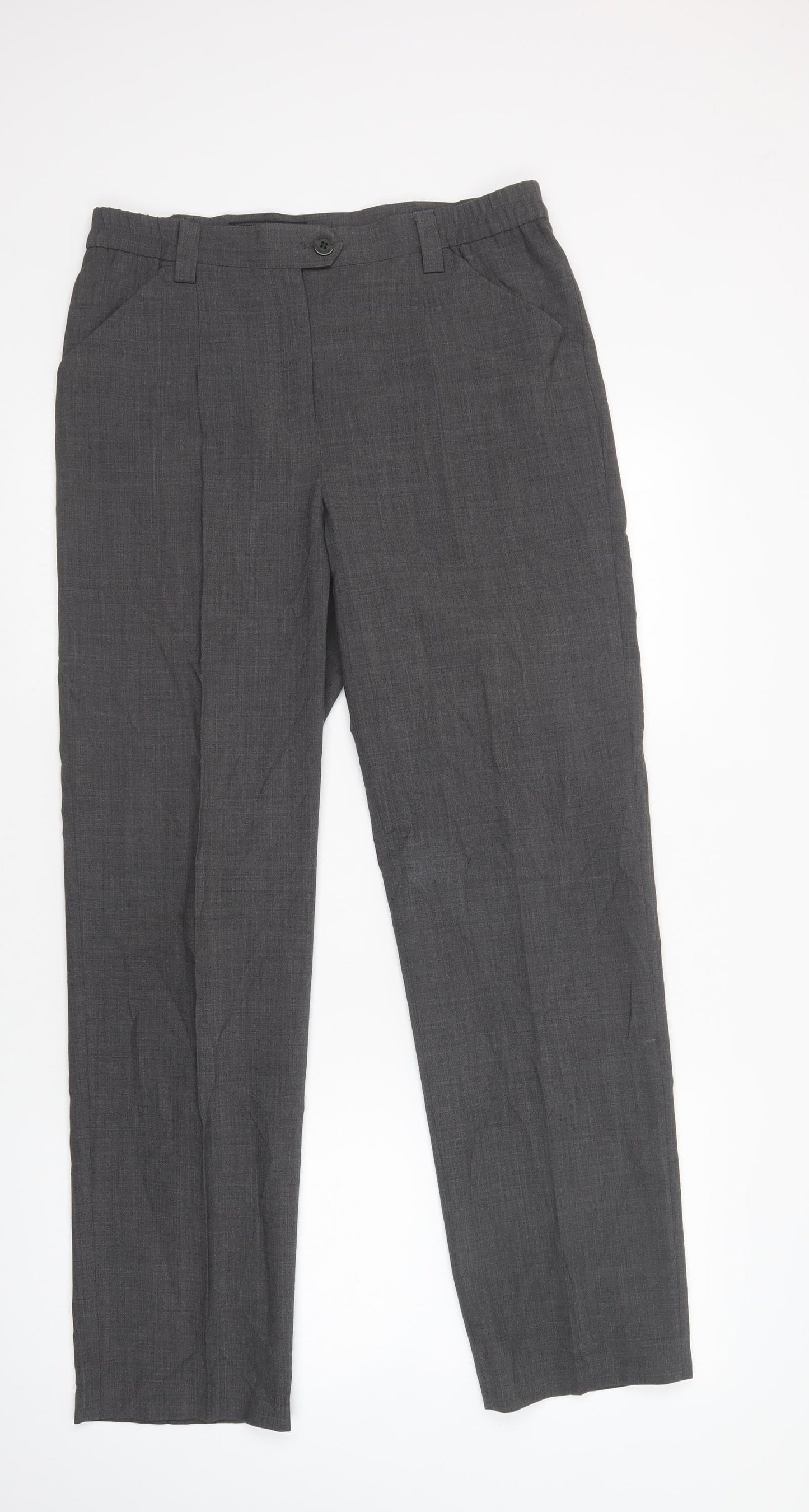 Womens UK Size 12 MICHELE Regular Fit Dress Pants Grey Trousers
