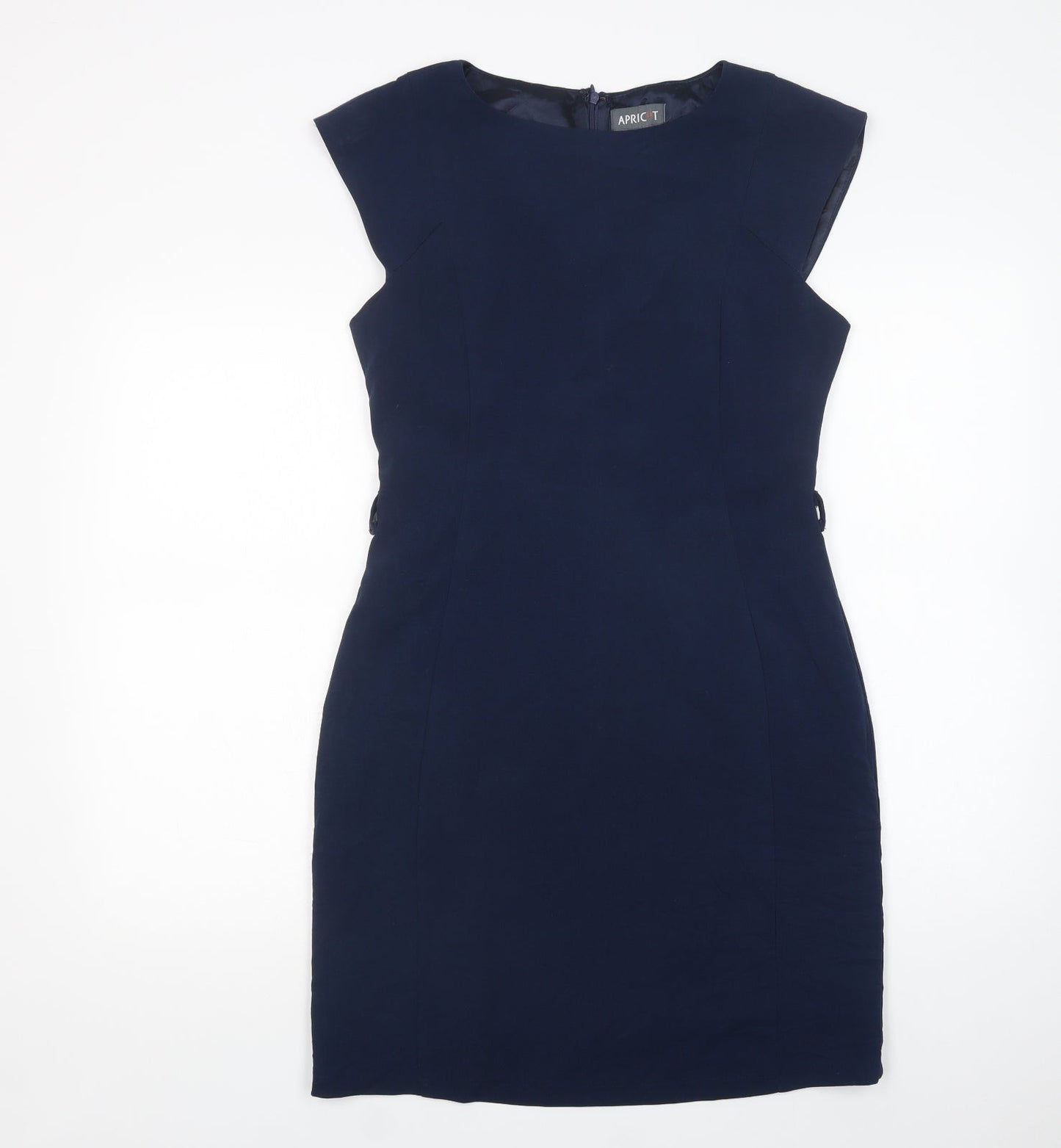 Apricot Womens Blue  Polyester Pencil Dress  Size L  Boat Neck Zip