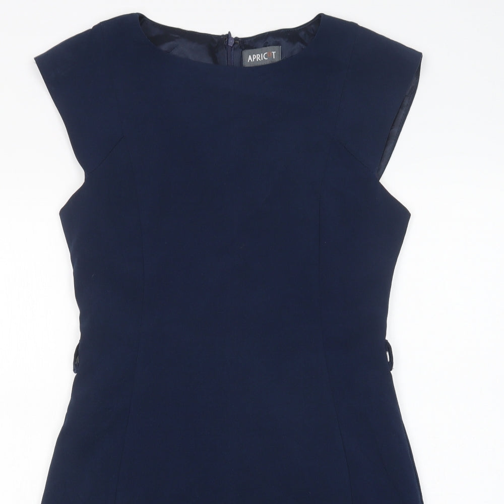 Apricot Womens Blue  Polyester Pencil Dress  Size L  Boat Neck Zip