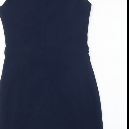 Apricot Womens Blue  Polyester Pencil Dress  Size L  Boat Neck Zip