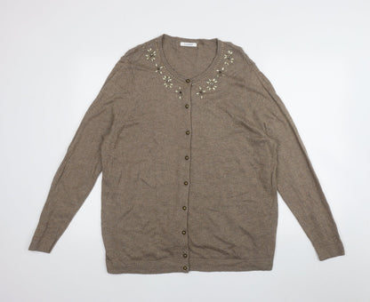 Womens UK Size  Marks and Spencer Brown Cardigan Jumper