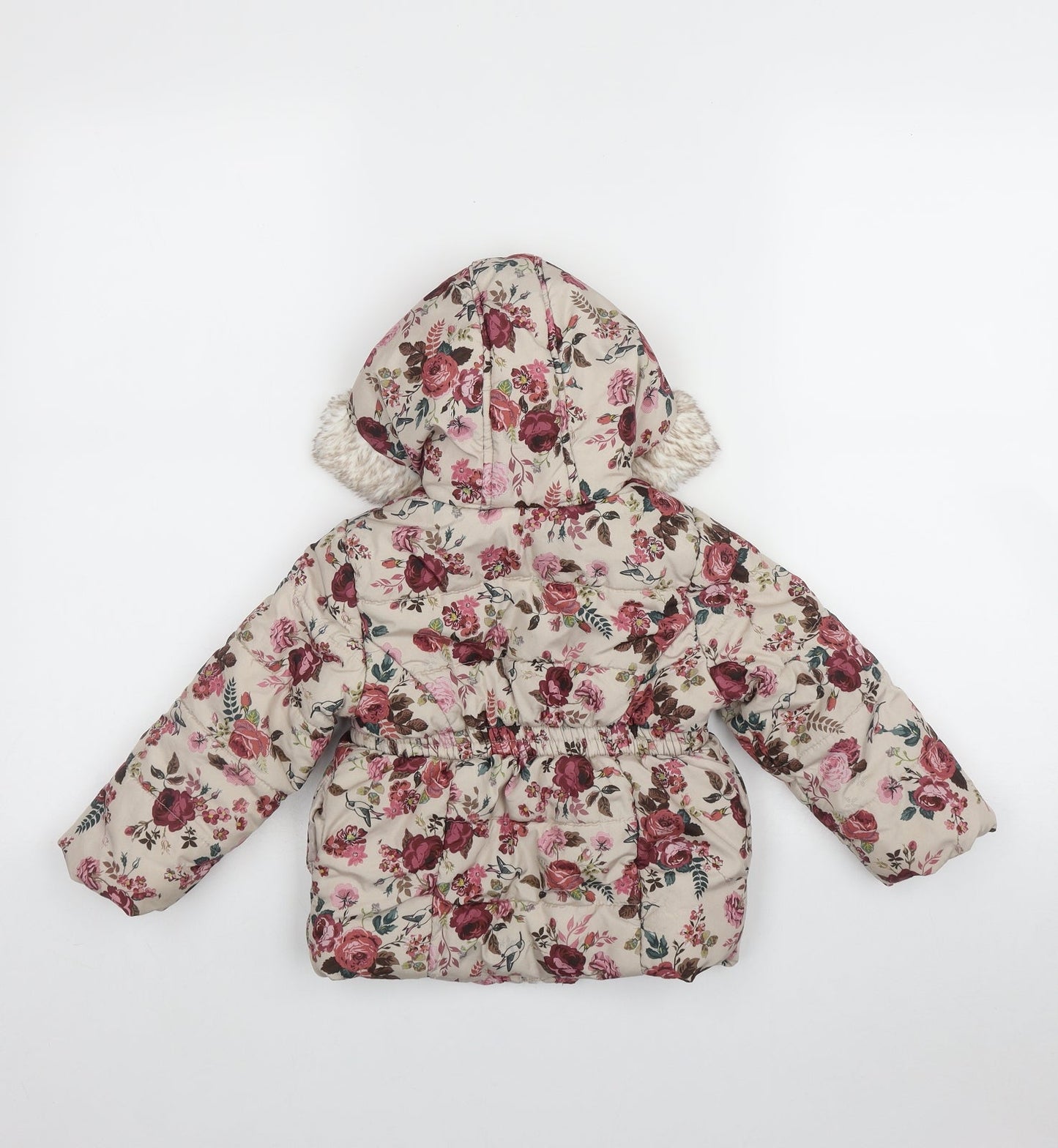 F&F Girls Multicoloured Floral  Puffer Jacket Coat