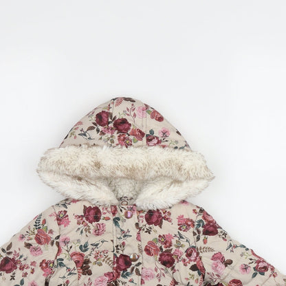 F&F Girls Multicoloured Floral  Puffer Jacket Coat