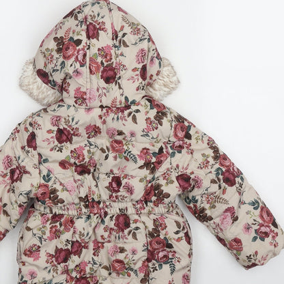 F&F Girls Multicoloured Floral  Puffer Jacket Coat