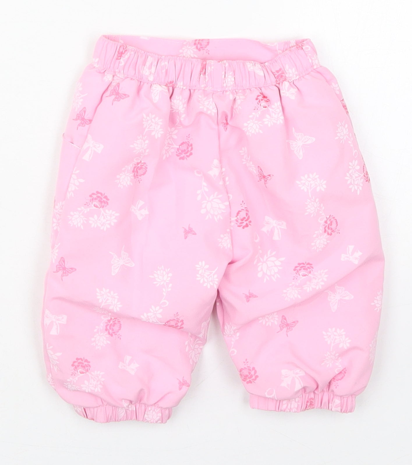 Kris & Kids Girls Pink Floral Polyester Track Pants Trousers Size 3-6 Months