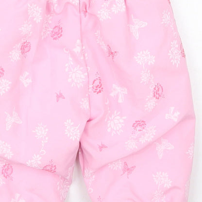 Kris & Kids Girls Pink Floral Polyester Track Pants Trousers Size 3-6 Months