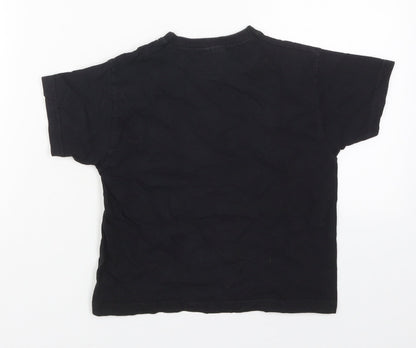 Fruit of the Loom Boys Black  Cotton Basic T-Shirt Size 3-4 Years Crew Neck Pullover - Unspeakable