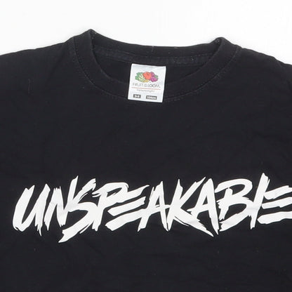 Fruit of the Loom Boys Black  Cotton Basic T-Shirt Size 3-4 Years Crew Neck Pullover - Unspeakable