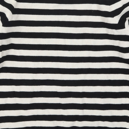 Gallery Womens Black Crew Neck Striped Viscose Pullover Jumper Size M   - Blue