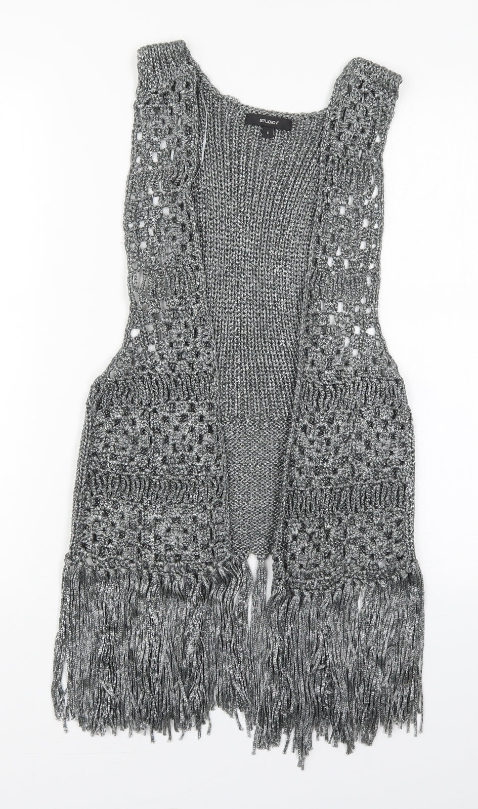 Studio F Womens Grey V-Neck  Acrylic Cardigan Jumper Size S