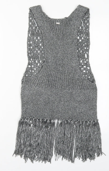 Studio F Womens Grey V-Neck  Acrylic Cardigan Jumper Size S