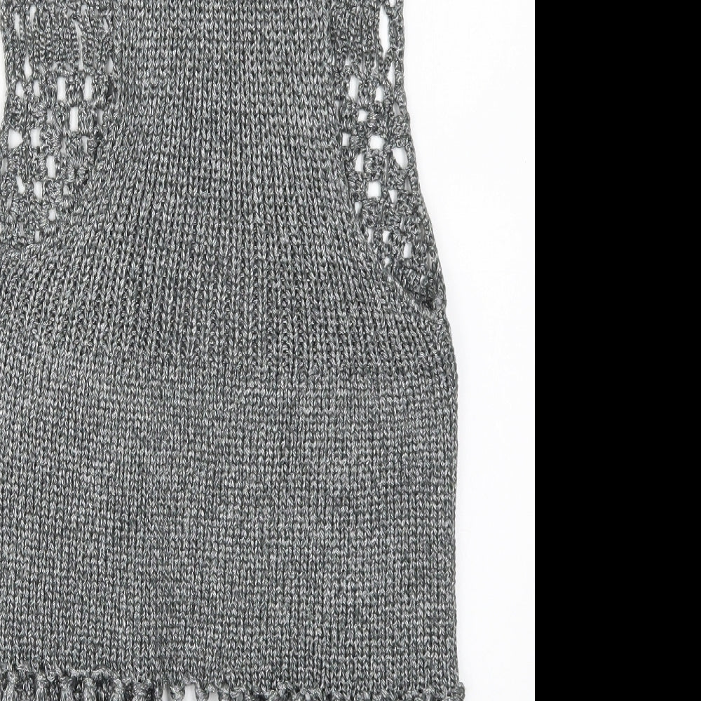 Studio F Womens Grey V-Neck  Acrylic Cardigan Jumper Size S