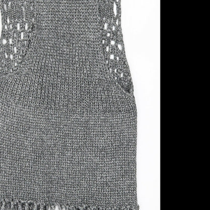 Studio F Womens Grey V-Neck  Acrylic Cardigan Jumper Size S