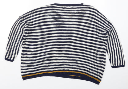 Womens UK Size M Papaya Blue Pullover Jumper
