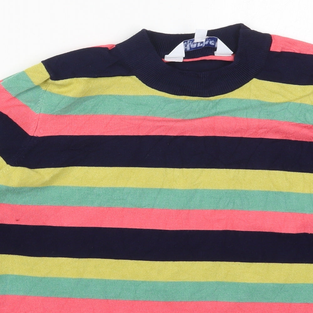Harkel Womens Green Crew Neck Striped Viscose Pullover Jumper Size 14   - Pink