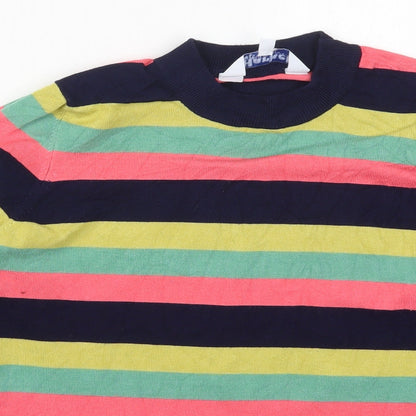 Harkel Womens Green Crew Neck Striped Viscose Pullover Jumper Size 14   - Pink