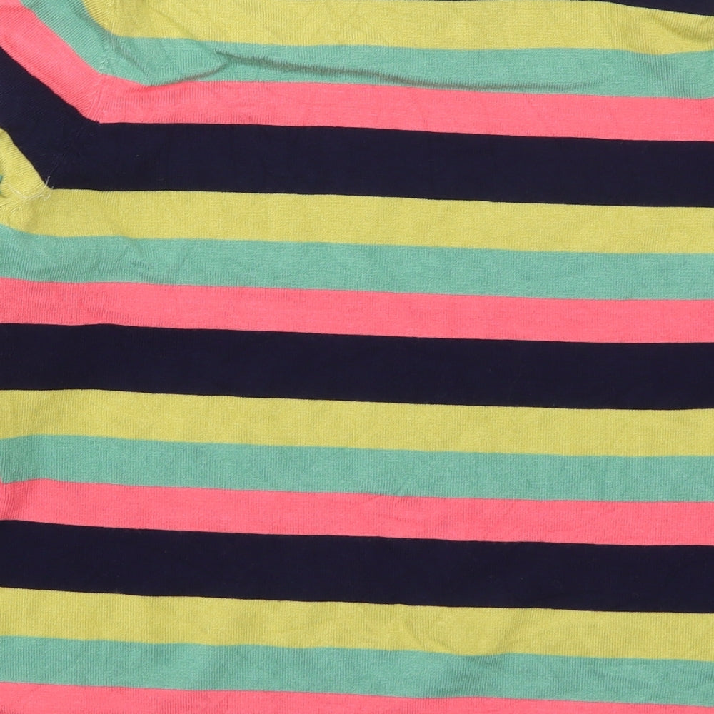 Harkel Womens Green Crew Neck Striped Viscose Pullover Jumper Size 14   - Pink