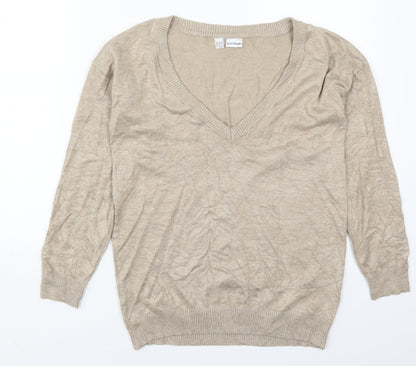 Body Flirt Womens Beige V-Neck  Viscose Pullover Jumper Size XS